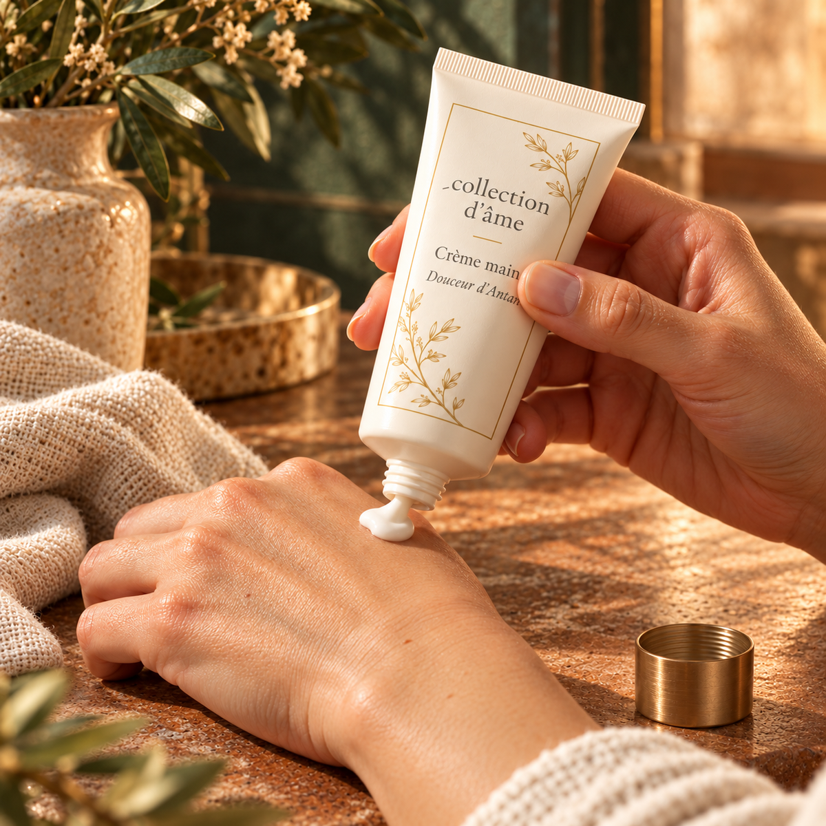 Crème main — collection d’âme en utilisation