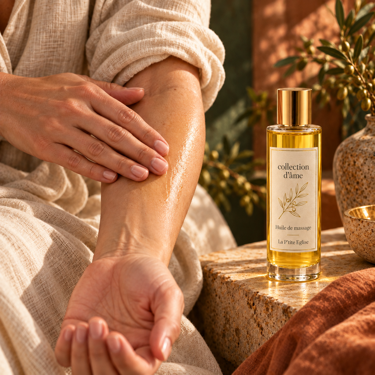 Huile massage — collection d’âme en utilisation