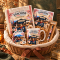 Panier Entre Tokyo et Las Vegas : torchon, sticker, carte postale, stylo et mug Sancoins