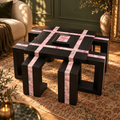 Table basse Spider — Frêne brûlé et rose clair